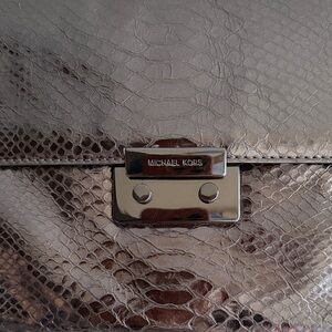 Michael Kors Metallic Snake Print Clutch